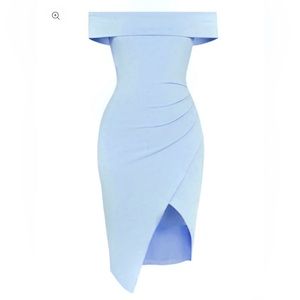 Dusty Blue Wrap Bodycon Mini Dress